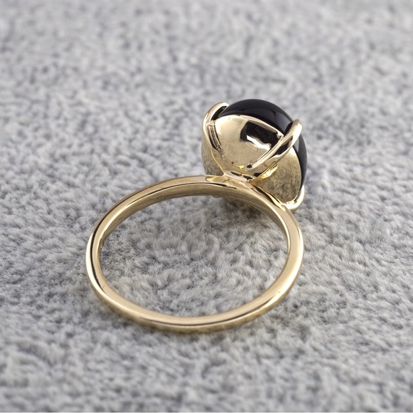 14kt Gold Ring Black Onyx Cabochon - Picture 3 of 4